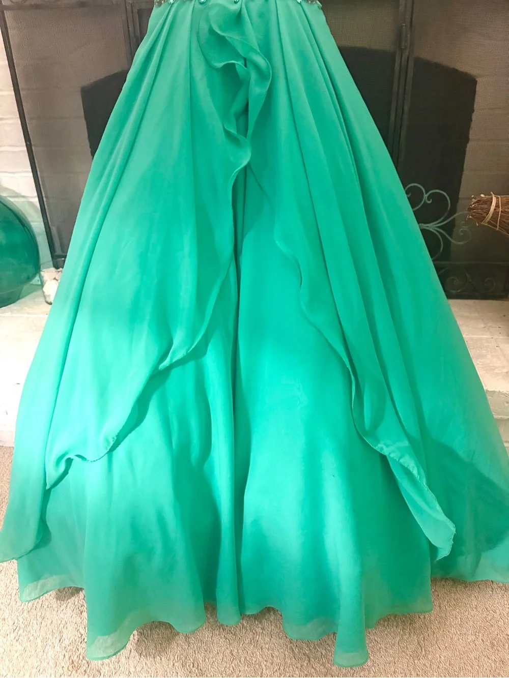 Rachel Allan Perfect Angels Girls Size 12 Green/Teal Embellished Pageant Dress